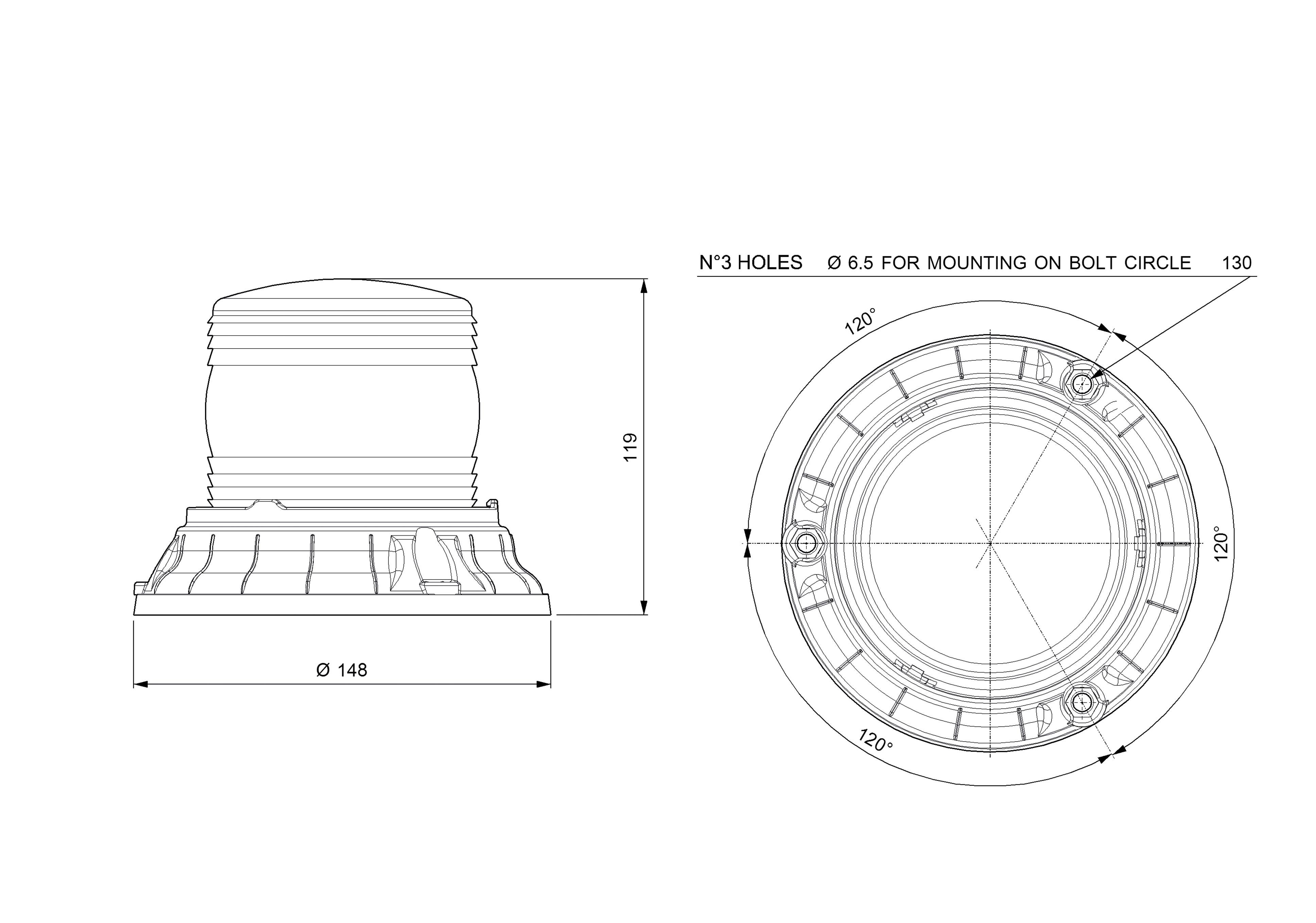 FRESNEL LED OFF ROAD Beacon, to screw, amber DOUBLE FLASH pattern